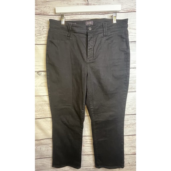 NYDJ Bailey Relaxed Jeans 14 Stretch Black Straight Leg Lift Tuck Ankle Jeans - Picture 5 of 16